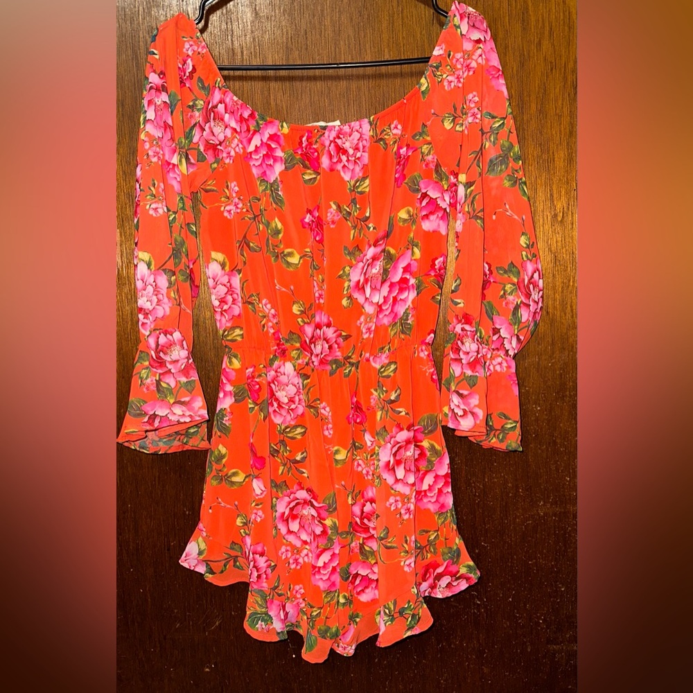 Peach Love California Orange Floral Romper